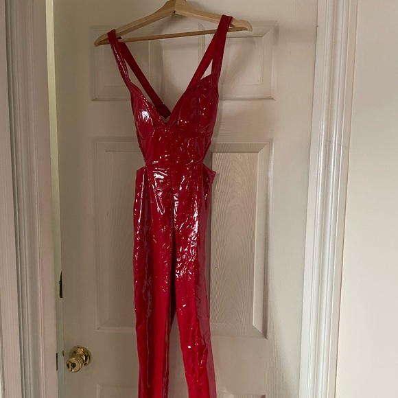 Red Latex Jumpsuit - like new - Fashion Nova - Picture 2 of 4